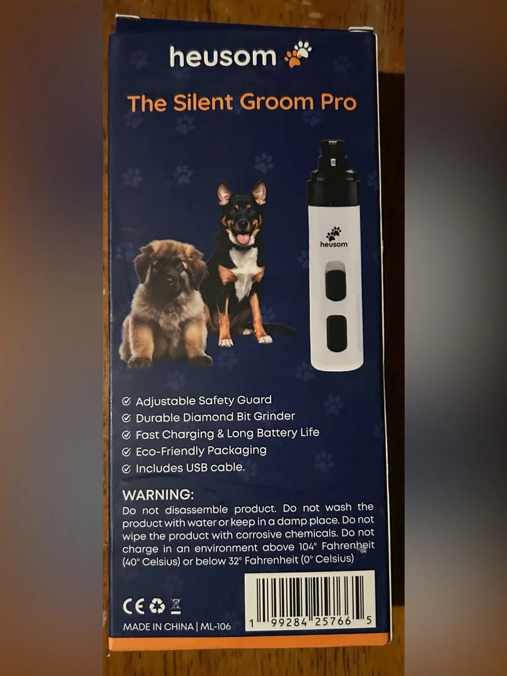 Heusom The Silent Groom Pro Nail Grinder For Both Small and Large Dogs Pet NEW